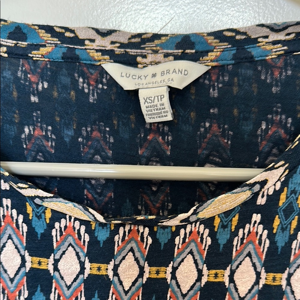 Lucky Brand Multicolor Patterned Short Sleeve Tee